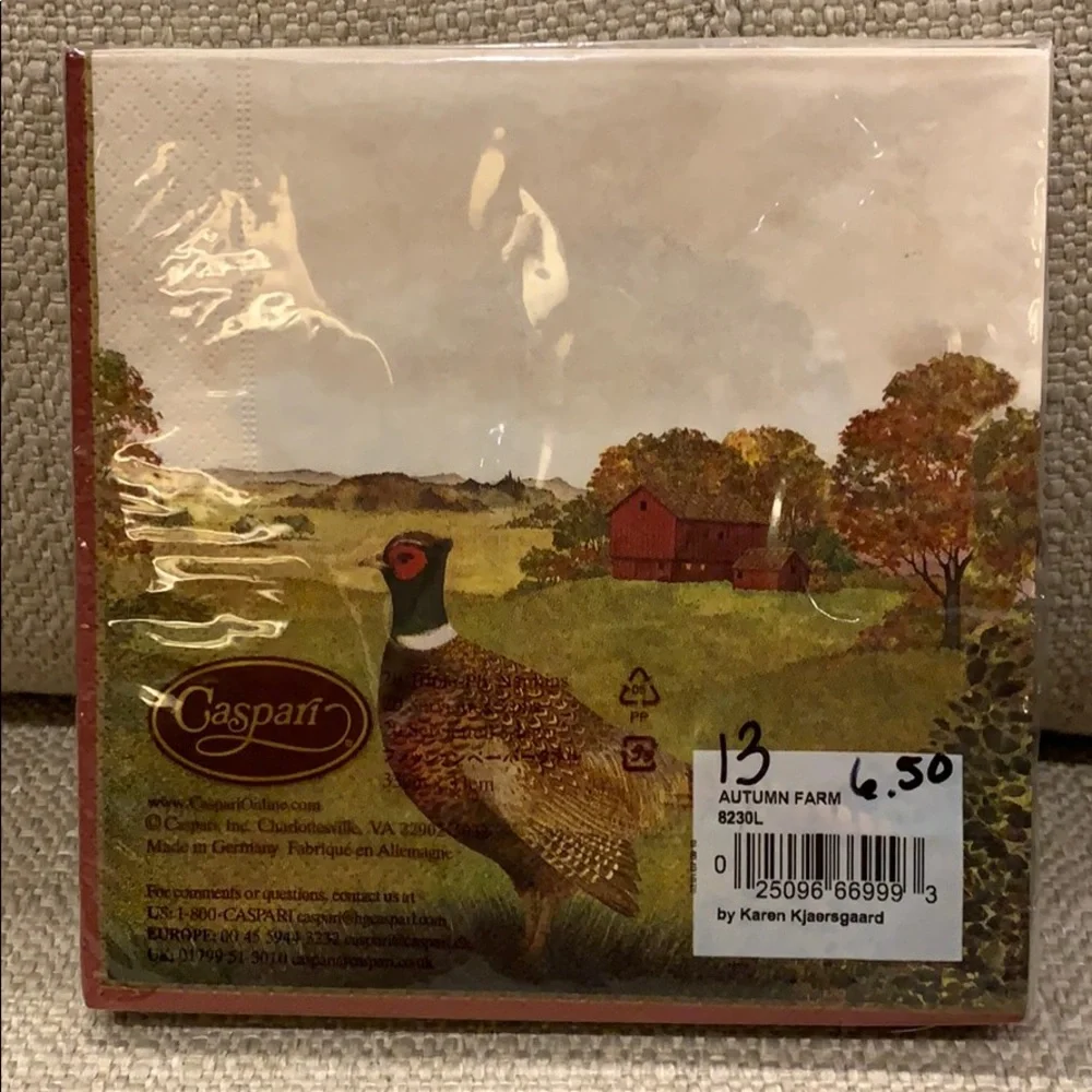 2 pkgs Caspari Autumn Thanksgiving Farm Napkins